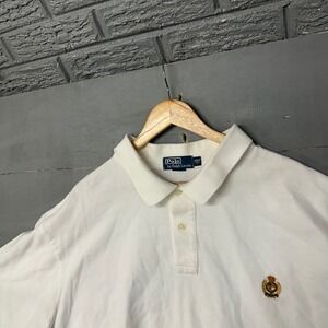 Polo Ralph Lauren Mens White Big Tall Classic Fit Crest Emblem Polo Shirt 4XLT